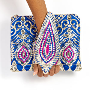 The Bali Bracelet Clutch - Royal Blue & Fuchsia