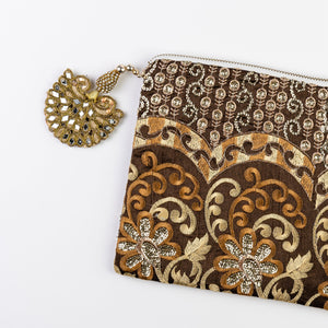 PARIS POCKET CLUTCH  GOLD AND BROWN