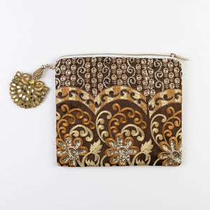 PARIS POCKET CLUTCH  GOLD AND BROWN