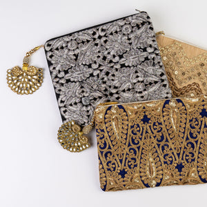 PARIS POCKET CLUTCH  GOLD AND BROWN