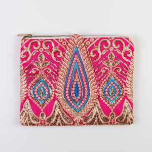 The Bali Bracelet Clutch -Vibrant Pink & Turquoise