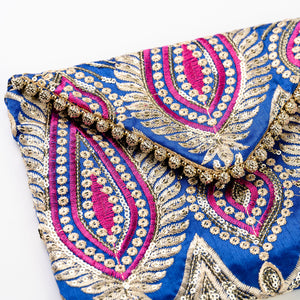 THE IBIZA CLUTCH WITH GOLD DETAIL ROYAL BLUE