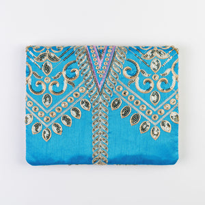 The Ibiza Clutch with Gold detail  in Turquoise