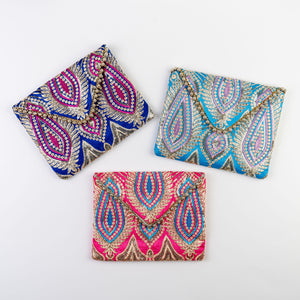 The Ibiza Clutch with Gold detail  in Turquoise
