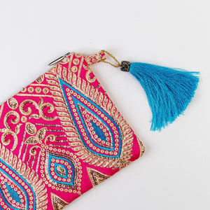 ZIP PINK TURQUIISE TASSEL